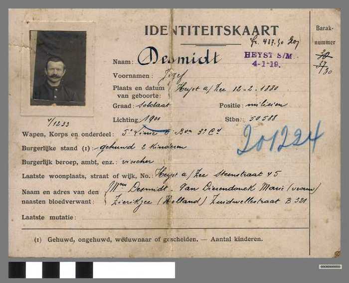 Identiteitskaart Jozef de Smidt - DOCKDXX00053 Identiteitskaart Jozef de Smidt