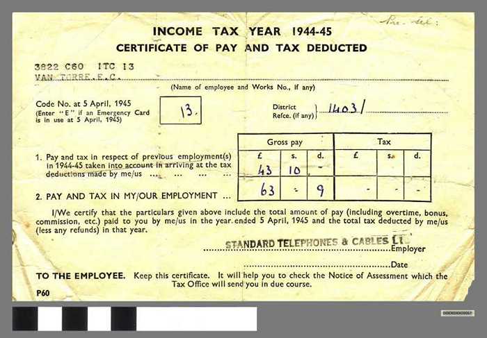 Income Tax Year 1944-1945 van E. Vantorre - DOCKDXX00067 Income Tax Year 1944-1945 van E. Vantorre
