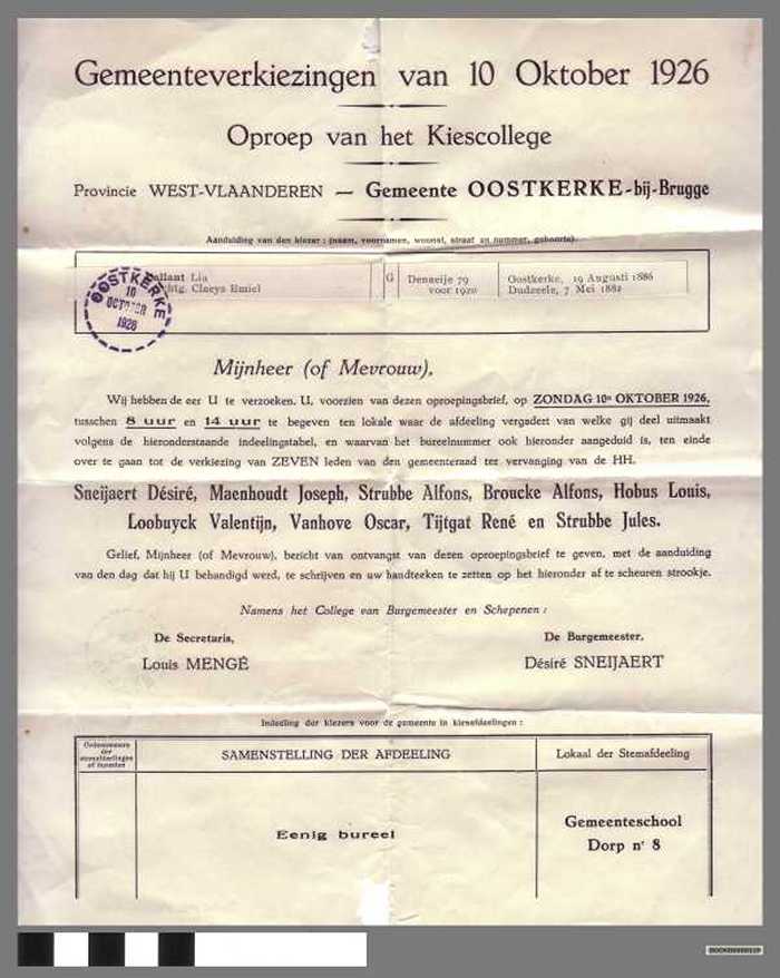 Gemeenteverkiezingen Oostkerke - Oproep Kiescollege - Callant Lia - DOCKDXX00119 Gemeenteverkiezingen Oostkerke - Oproep Kiescollege - Callant Lia