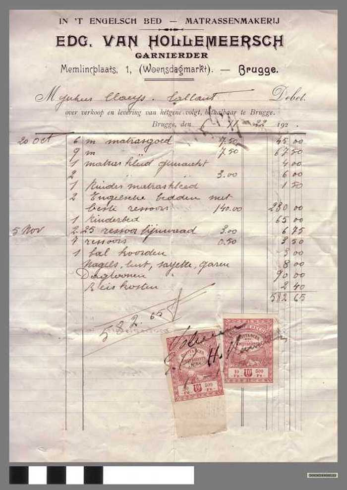 Kwijtbrief matrassenmakerij Edg. Van Hollemeersch - Brugge - DOCKDXX00122 Kwijtbrief matrassenmakerij Edg. Van Hollemeersch - Brugge
