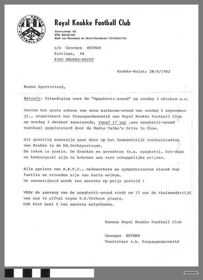 Uitnodiging spaghetti-avond Royal Knokke Football Club - DOCKDXX00137 Uitnodiging spaghetti-avond Royal Knokke Football Club
