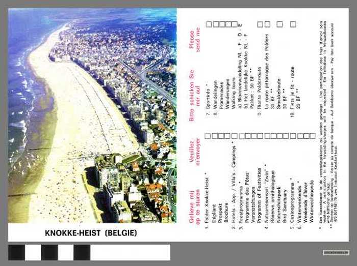 Antwoordkaart Dienst voor Toerisme - DOCKDXX00139 Antwoordkaart Dienst voor Toerisme