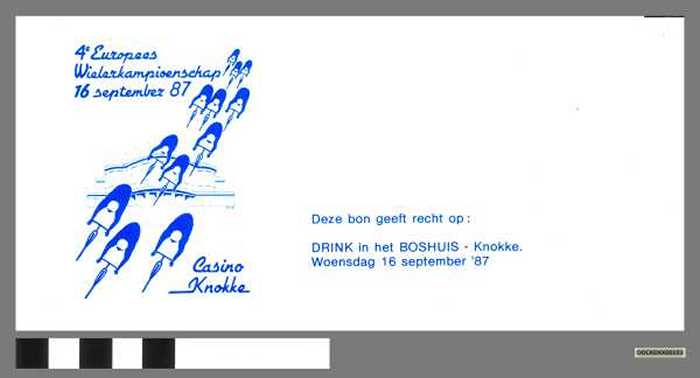 Bon tgv 4e Europees wielerkampioenschap - DOCKDXX00153 Bon tgv 4e Europees wielerkampioenschap