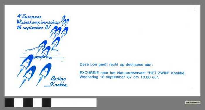 Bon tgv 4e Europees wielerkampioenschap - DOCKDXX00155 Bon tgv 4e Europees wielerkampioenschap