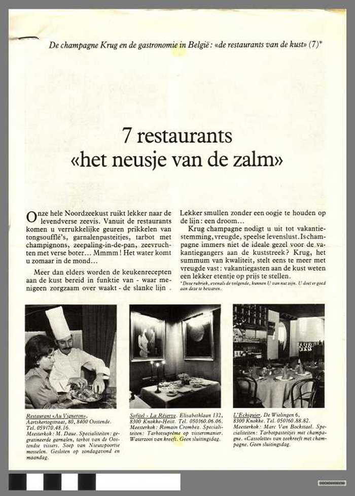 7 restaurants `het neusje van de zalm - DOCKDXX00158 7 restaurants `het neusje van de zalm