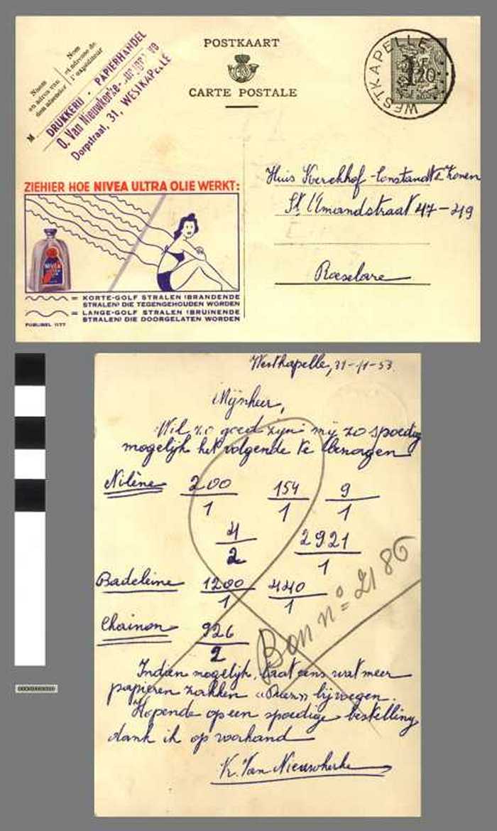 Postkaartje - bestelling van handelsgoederen - DOCKDXX00310 Postkaartje - bestelling van handelsgoederen