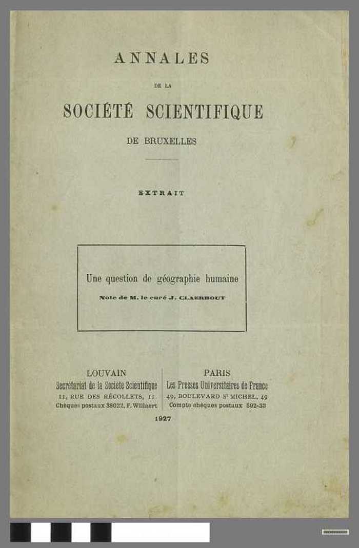 Uittreksel uit de `Annales de la Société Scientifique de Bruxelles - DOCKDXX00322 Uittreksel uit de `Annales de la Société Scientifique de Bruxelles