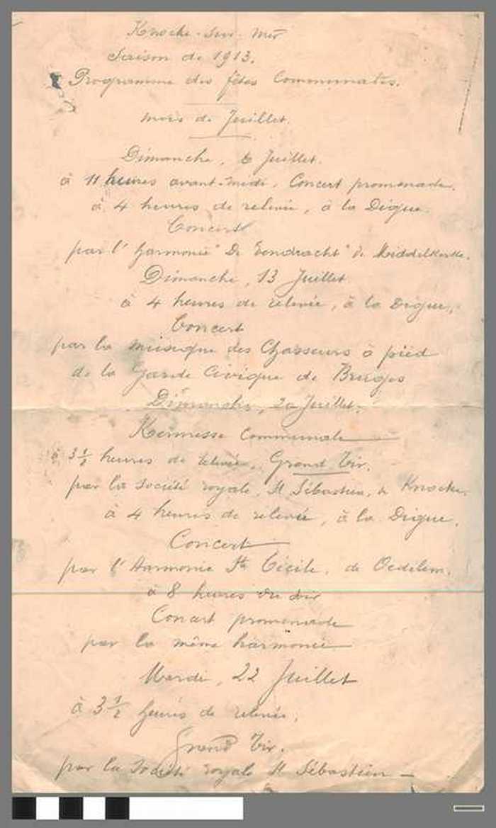 Programme des fêtes communales - mois de Juillet 1913 - DOCKDXX00508 Programme des fêtes communales - mois de Juillet 1913