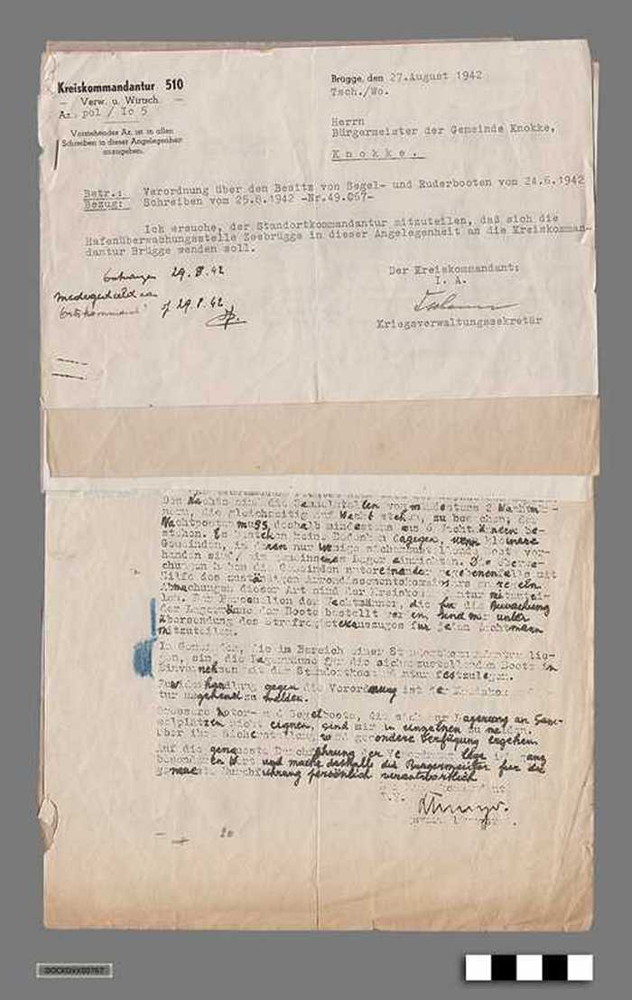 Oorlogscorrespondentie anno 1942 - Lijst van de boten die zich op het grondgebied van de sperzone bevinden - DOCKDXX00767 Oorlogscorrespondentie anno 1942 - Lijst van de boten die zich op het grondgebied van de sperzone bevinden