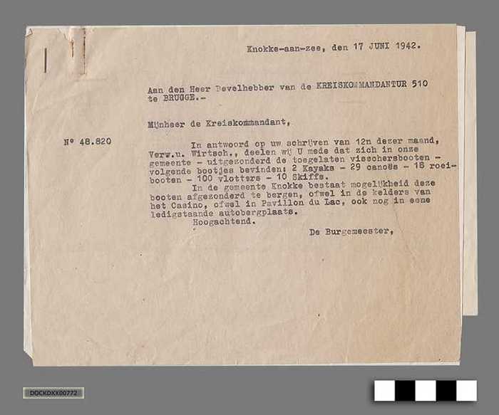 Oorlogscorrespondentie anno 1942 - Oplijsting van in bezit zijnde vaartuigen - DOCKDXX00772 Oorlogscorrespondentie anno 1942 - Oplijsting van in bezit zijnde vaartuigen