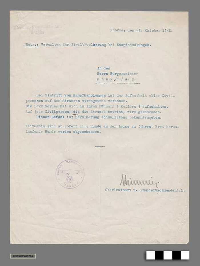 Oorlogscorrespondentie anno 1942 - Bij gevechtshandelingen is het verboden zich buitenhuis te begeven, op straffe van executie - DOCKDXX00794 Oorlogscorrespondentie anno 1942 - Bij gevechtshandelingen is het verboden zich buitenhuis te begeven, op straffe van executie
