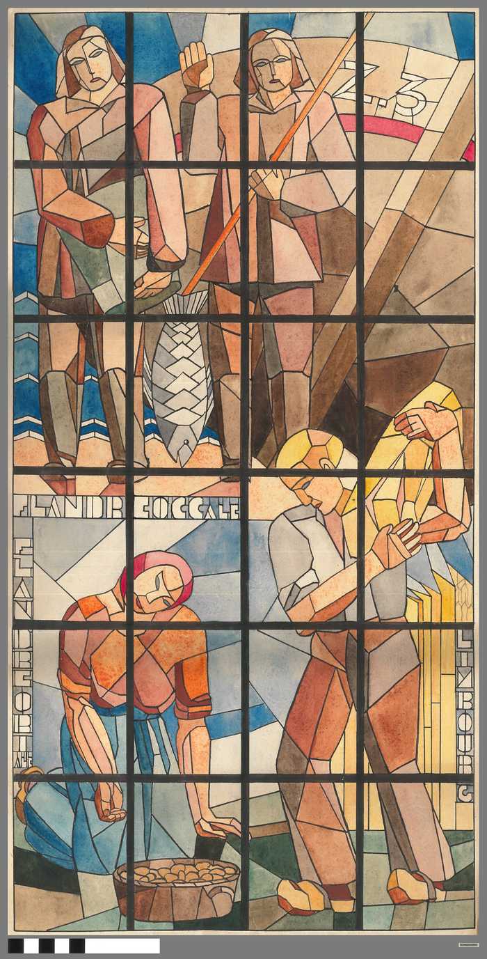 Aquarel - Ontwerp tekening glasraam