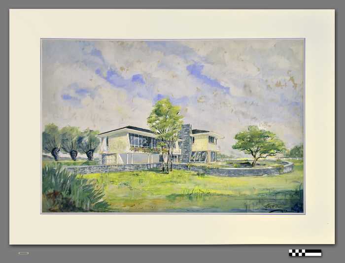 Aquarel: Villa 'OK' in de Konijnendreef